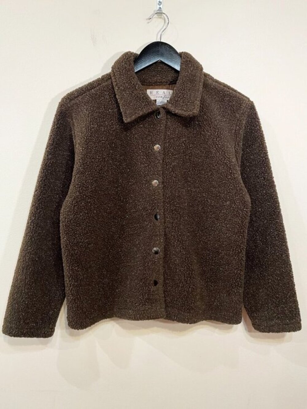 EUC Vintage Teddy Bear Fleece Jacket Chocolate Brown Small